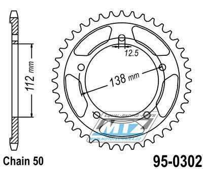 Rozeta ocelov (pevodnk) 0302-41zub MTZ - Honda CB1100 / 13 + CB1100A / 14-15 + CB1100SA / 14-15 + CB1100EX / 15-17 + CB1300F / 03-09 + CB1300S / 06-13 + CBF1000 / 11-15 + CBF1000F / 06-16 + CB900F Hornet / 02-06 + CBR900RR Fire Blade / 92-95