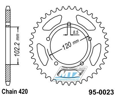 Rozeta ocelov (pevodnk) 0023-47zub MTZ - Aprilia RS50 / 99-05 + 50 Tuono / 03-05