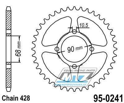 Rozeta ocelov (pevodnk) 0241-45zub MTZ - Honda MTX125R+MTX80R2 / 87-94