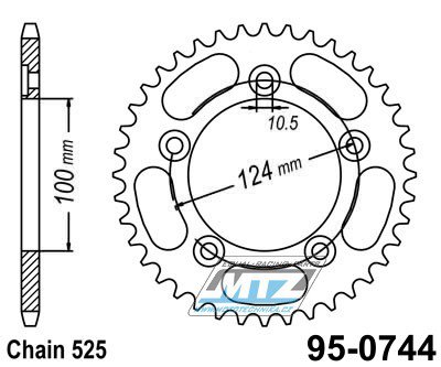 Rozeta ocelov (pevodnk) 0744-36zub MTZ - Ducati 749 / 04-06 + 749R / 06 + 749S / 03-06 + 999 / 03-06 + 999R / 06 + 999S / 03-06 + 999S AMA / 07