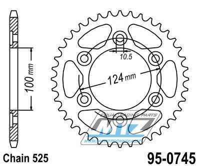 Rozeta ocelov (pevodnk) 0745-42zub MTZ - Ducati 916 Monster S4 + 1000 Monster i.e. + 916 Sport Touring + 992 Sport Touring + 996 Sport Touring + 944 Sport Turismo + 1000 Sport + 1000SS + 1000 Sportclassic GT