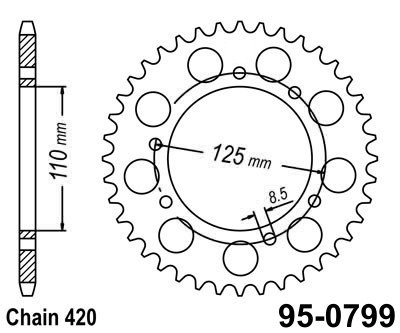 Rozeta ocelov (pevodnk) 0799-52zub MTZ - Suzuki RMX50 / 97-99