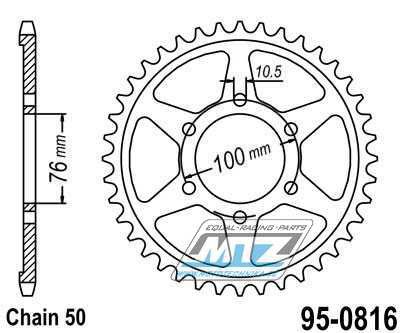 Rozeta ocelov (pevodnk) 0816-50zub MTZ - Suzuki GS550 + GR650 + GS650 + GT750 + GSF1200 Bandit + GSX400 + GSX550 + GSX750 + GSX1100 + GSXR750 + GSXR1100 + RF900R