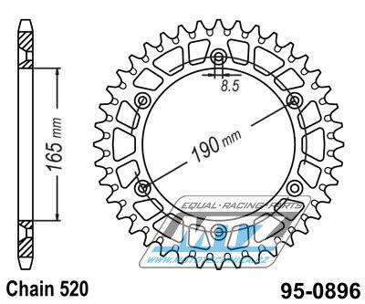 Rozeta ocelov (pevodnk) 0896-48zub MTZ - KTM 125 Enduro +125MX + 250 Enduro + 250MX + 350 Enduro + 350MX + 420 Enduro + 420MX + 495MX +500MX + 600 LC4 MX + 600 LC4 Enduro