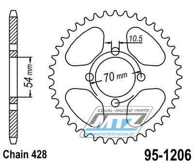 Rozeta ocelov (pevodnk) 1206-42zub MTZ - Honda CBR125R / 04-10 + Kymco 125STR