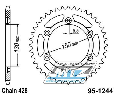 Rozeta ocelov (pevodnk) 1244-54zub MTZ - Honda VTR250 Interceptor (USA) / 89-90 + CBR250 RR (Japan) / 90-00 + CBR250 R (Japan) + VT250 FL Spada / 89-90