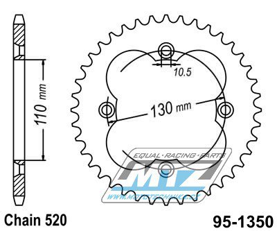 Rozeta ocelov (pevodnk) 1355-50zub MTZ - Honda TRX125 Fourtrax / 87-88 + TRX90 Fourtrax / 93-08 + TRX90 X / 09-19