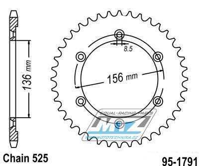 Rozeta ocelov (pevodnk) 1791-43zub MTZ - Suzuki DR650 / 96-18 + DR650SE / 96-22 + XF650 Freewind / 97-02