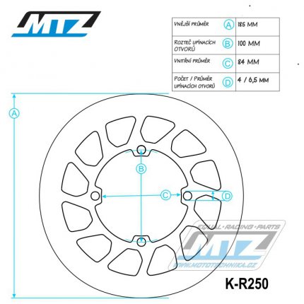 Kotou brzdov MTZ - zubat desing "Wave" - Kawasaki KX80 / 88-00 + KX100 / 95-00 + Suzuki RM80 / 89-01 + RM85 / 02-04