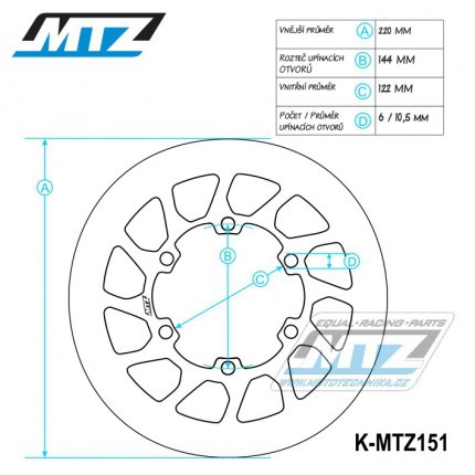 Kotou brzdov (220/122/6D) - kulat design - Honda CR125 / 86-88 + CR500 / 87-88