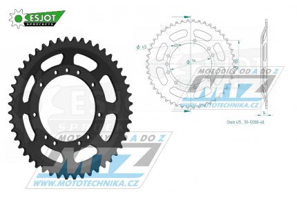 Rozeta ocelov (pevodnk) 12008-48zub ESJOT 50-12008-48 - KTM 50 SX Pro Junior / 97-12 + KTM SX 50 Pro Senior / 97-03 + KTM SX 50 Adventure "vyosen" / 97-00