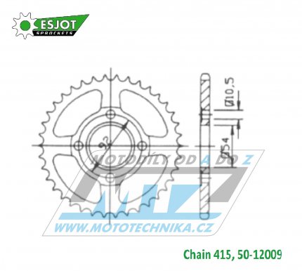 Rozeta ocelov (pevodnk) 12009-47zub ESJOT 50-12009-47 - MBK X-Power 50 / 00-02 + X-Power 50 / 01-03