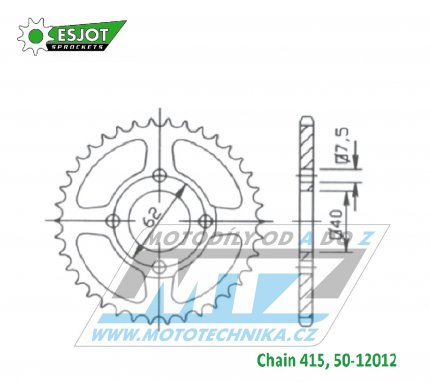 Rozeta ocelov (pevodnk) 12012-52zub ESJOT 50-12012-52 - Rieju MX50 / 00-03