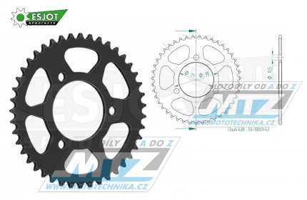 Rozeta ocelov (pevodnk) 0239-43zub ESJOT 50-13001-43 - Honda MTX80+MTX80R / 83-87 + MB80 / 80-83 + MB50 / 79-83 + MBX50F / 84-87 + MT50 / 80-81