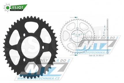 Rozeta ocelov (pevodnk) 0239-47zub ESJOT 50-13001-47 - Honda MTX80+MTX80R / 83-87 + MB80 / 80-83 + MB50 / 79-83 + MBX50F / 84-87 + MT50 / 80-81