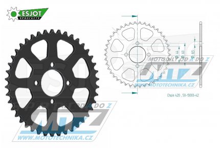 Rozeta ocelov (pevodnk) 0832-42zub ESJOT 50-13003-42 - MBK X-Limit 50 / 03-05 + Yamaha DTR50+DT50R / 88-90 + RD50 / 77-78 + LB50 Chappy France / 83 + DT50 17W Japan / 91 + RD50M Spoke Wheel / 78 + RD50MX Auto France / 74-84 +...