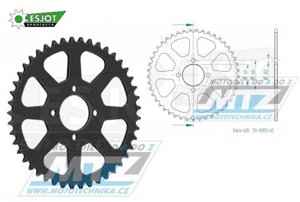 Rozeta ocelov (pevodnk) 0832-45zub ESJOT 50-13003-45 - MBK X-Limit 50 / 03-05 + Yamaha DTR50+DT50R / 88-90 + RD50 / 77-78 + LB50 Chappy France / 83 + DT50 17W Japan / 91 + RD50M Spoke Wheel / 78 + RD50MX Auto France / 74-84 +...