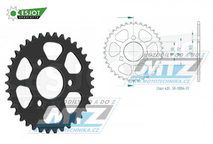 Rozeta ocelov (pevodnk) 0216-37zub ESJOT 50-13004-37 - Honda NSR50 + NSR75 + NSR80