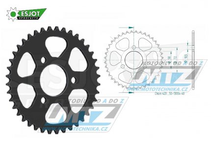 Rozeta ocelov (pevodnk) 0216-40zub ESJOT 50-13004-40 - Honda NSR50 + NSR75 + NSR80