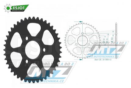 Rozeta ocelov (pevodnk) 0216-43zub ESJOT 50-13004-43 - Honda NSR50 + NSR75 + NSR80