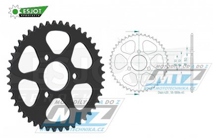 Rozeta ocelov (pevodnk) 0216-45zub ESJOT 50-13004-45 - Honda NSR50 + NSR75 + NSR80