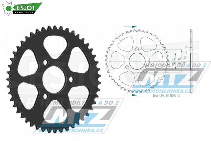 Rozeta ocelov (pevodnk) 0216-47zub ESJOT 50-13004-47 - Honda NSR50 + NSR75 + NSR80