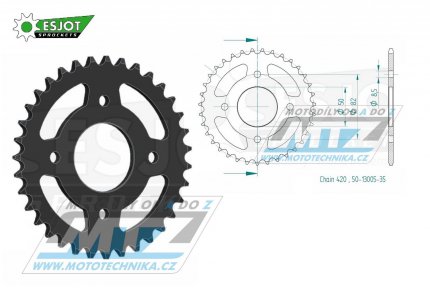 Rozeta ocelov (pevodnk) 13005-35zub ESJOT 50-13005-35 - Honda C50 / 76-80 + C50 / 70-75 + ZB50B Monkey / 92 + ZB50 / 87-88 + XL50 / 77-85 + ST50L Dax / 90 + ST50J,K,L Dax / 87-90 + ST50J,K Dax / 88-89 + ST50G Dax / 74-80 + ST50 / 78 + SS50Z-K1 /