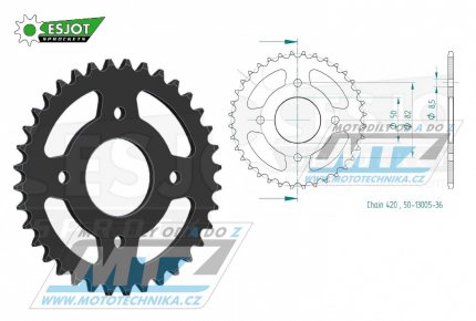 Rozeta ocelov (pevodnk) 13005-36zub ESJOT 50-13005-36 - Honda C50 / 76-80 + C50 / 70-75 + ZB50B Monkey / 92 + ZB50 / 87-88 + XL50 / 77-85 + ST50L Dax / 90 + ST50J,K,L Dax / 87-90 + ST50J,K Dax / 88-89 + ST50G Dax / 74-80 + ST50 / 78 + SS50Z-K1 /