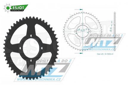 Rozeta ocelov (pevodnk) 0834-49zub ESJOT 50-13008-49 - Yamaha FS1E + FS80SE + PW80 + PW80-Zinger + LB50 Chappy + RD50MX + RD80MX + RT100 + TTR50E + TTR90 + TTR110E + V50 + V70 + V75 + V80 + V90 + YB100