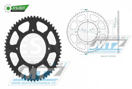 Rozeta ocelov (pevodnk) 13012-56zub ESJOT 50-13012-56 - Honda CR85RB Expert / 05-07 + CRF150R-7,8,9,A,B,C,D,E,F,G,H,J / 07-18