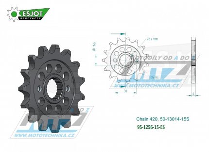 Koleko etzov (pastorek) 1256-15zub ESJOT 50-13014-15S - Honda CR80+CR85 / 86-07 + CRF50F+CRF70F / 04-20 + XR50+XR70