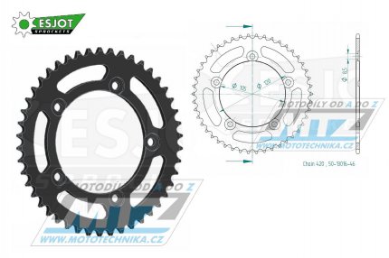 Rozeta ocelov (pevodnk) 13016-46zub ESJOT 50-13016-46 - Aprilia 50MX+50SM / 03-06 + 50RX / 98-05 + 50MX / 04-06 + Generic 50SM Trigger / 07-09 + Generic 50X Trigger / 09 + Yamaha DT50SM Supermotard / 02