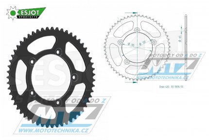 Rozeta ocelov (pevodnk) 13016-55zub ESJOT 50-13016-55 - Aprilia 50MX+50SM / 03-06 + 50RX / 98-05 + 50MX / 04-06 + Generic 50SM Trigger / 07-09 + Generic 50X Trigger / 09 + Yamaha DT50SM Supermotard / 02