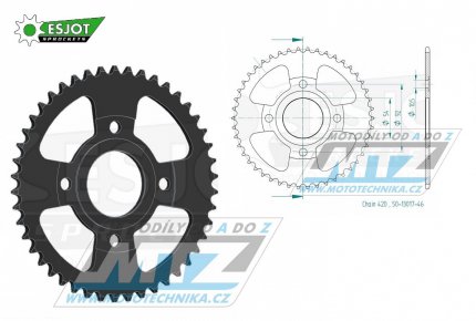 Rozeta ocelov (pevodnk) 1078-46zub ESJOT 50-13017-46 - Yamaha TZR50RR / 97-06 + TZR50 X-Power / 96-06 + TZR50 / 97-12 + MBK 50 X-Power / 00-11