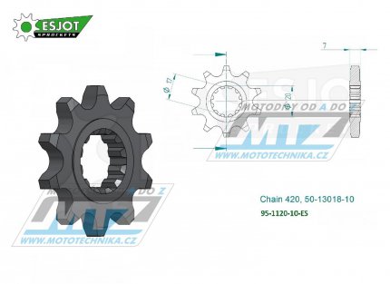 Koleko etzov (pastorek) 1120-10zub ESJOT 50-13018-10 - Aprilia 50RS+Betamotor 50RR+CPI 50SM+Fantic 50 Caballero+Generic 50 Trigger+Malaguti 50+MBK 50 X-Limit + Motor Hispania 50RYZ+Rieju 50+MBK 50 X-Limit+Peugeot 50XP6+Yamaha DT50R