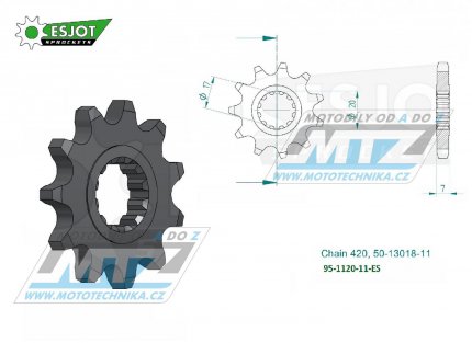 Koleko etzov (pastorek) 1120-11zub ESJOT 50-13018-11 - Aprilia 50RS+Betamotor 50RR+CPI 50SM+Fantic 50 Caballero+Generic 50 Trigger+Malaguti 50+MBK 50 X-Limit + Motor Hispania 50RYZ+Rieju 50+MBK 50 X-Limit+Peugeot 50XP6+Yamaha DT50R