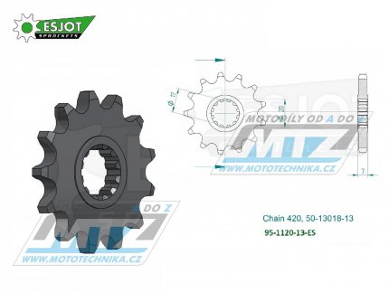 Koleko etzov (pastorek) 1120-13zub ESJOT 50-13018-13 - Aprilia 50RS+Betamotor 50RR+CPI 50SM+Fantic 50 Caballero+Generic 50 Trigger+Malaguti 50+MBK 50 X-Limit + Motor Hispania 50RYZ+Rieju 50+MBK 50 X-Limit+Peugeot 50XP6+Yamaha DT50R