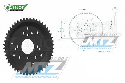 Rozeta ocelov (pevodnk) 13018-48zub ESJOT 50-13018-48 - Derbi Fenix50+Senda50 / 96-97 + SM50 Classic Super Motard / 97-99