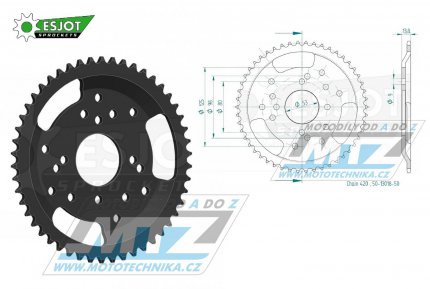 Rozeta ocelov (pevodnk) 13018-50zub ESJOT 50-13018-50 - Derbi Fenix50+Senda50 / 96-97 + SM50 Classic Super Motard / 97-99