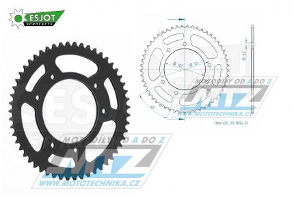 Rozeta ocelov (pevodnk) 1132-53zub ESJOT 50-13024-53 - Rieju 50 RR + Bultaco 50 Lobito+50 Astro SM + Derbi 50 Senda R DRD+50 Senda SM DRD + Gilera 50 RCR + Aprilia 50 RX Factory