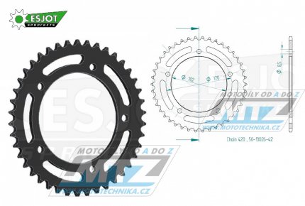 Rozeta ocelov (pevodnk) 0023-42zub ESJOT 50-13026-42 - Aprilia Tuono 50 / 03-04