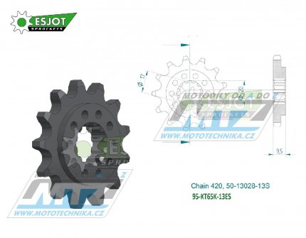 Koleko etzov (pastorek) KT65K-13zub ESJOT 50-13028-13S - KTM 65SX / 24-25 + Husqvarna TC65 / 24 + Gas-Gas MC65 / 24