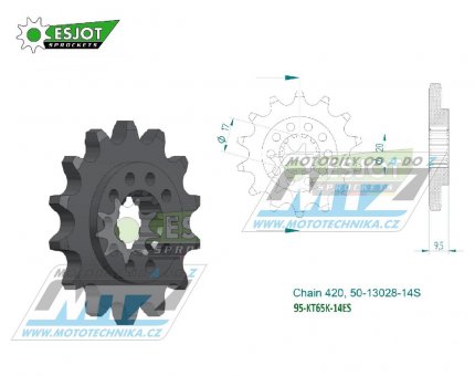 Koleko etzov (pastorek) KT65K-14zub ESJOT 50-13028-14S - KTM 65SX / 24-25 + Husqvarna TC65 / 24 + Gas-Gas MC65 / 24