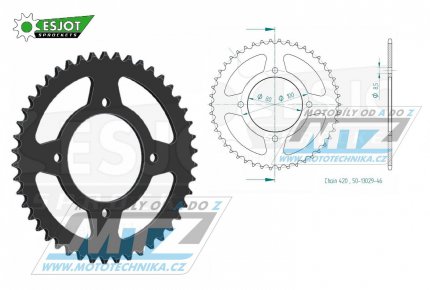 Rozeta ocelov (pevodnk) 13029-46zub ESJOT 50-13029-46 - Honda CRF80F / 12 + CRF80F-4,5,6,7,8,9,A,B / 04-11 + XR80R / 85-03 + CRF80FC / 12 + Yamaha YFM350S,T,V,W,X,Y,Z,A,B,D Raptor / 04-13