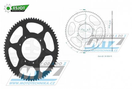 Rozeta ocelov (pevodnk) 1131-70zub ESJOT 50-13030-70 - Malaguti 50 XSM+50 XTM + Rieju 50 RS3 Pro+50 MRX+50 MRT + MBK 50 X-Limit + Yamaha DT50R + Gas Gas 50 Rookie + Peugeot 50 XP6+XPS50 T + Aprilia 50 RX + Derbi 50 SendaR + Gilera 50 RCR