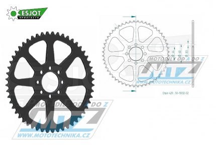 Rozeta ocelov (pevodnk) 13032-52zub ESJOT 50-13032-52 - Yamaha DT50R / 99-02