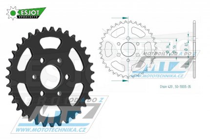 Rozeta ocelov (pevodnk) 13035-35zub ESJOT  50-13035-35 - Eton AXL50 Lightning / 99 + NXL50 Lightning / 99 + RXL50 Viper / 00-09 + TXL50 / 99 + Kawasaki KDX50 A1-A3,A6F / 03-06 + Suzuki JR50 / 83-06 + JR50 C/N/T/X/Z / 78-82 + JR50 RD / 83