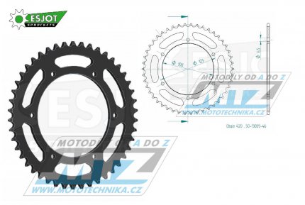 Rozeta ocelov (pevodnk) 1133-46zub ESJOT 50-13039-46 - Motor Hispania 50 RX + Peugeot 50 XR6 + Aprilia 50 RS+50 RS4+50 SX + Derbi 50 GPR Racing+50 GPR Nude+50 Senda SM DRD Racing+50 Senda SM X-treme+50 Senda SM Racing + Gilera 50 SMT