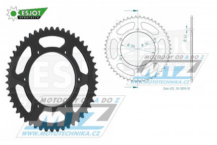 Rozeta ocelov (pevodnk) 1133-50zub ESJOT 50-13039-50 - Motor Hispania 50 RX + Peugeot 50 XR6 + Aprilia 50 RS+50 RS4+50 SX + Derbi 50 GPR Racing+50 GPR Nude+50 Senda SM DRD Racing+50 Senda SM X-treme+50 Senda SM Racing + Gilera 50 SMT