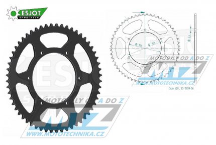 Rozeta ocelov (pevodnk) 1133-56zub ESJOT 50-13039-56 - Motor Hispania 50 RX + Peugeot 50 XR6 + Aprilia 50 RS+50 RS4+50 SX + Derbi 50 GPR Racing+50 GPR Nude+50 Senda SM DRD Racing+50 Senda SM X-treme+50 Senda SM Racing + Gilera 50 SMT